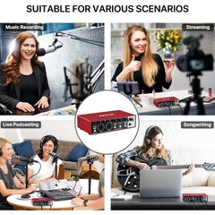 2i2 USB Audio Interface for PC Recording, 24-bit/192kHz Plug and Play USB Int…