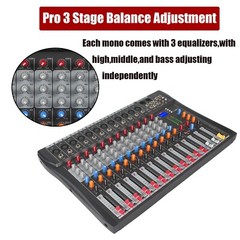 Pro Power Mixer 12 Channel Audio Mixing Console 16 DSP w/USB 110-220V Bluetooth