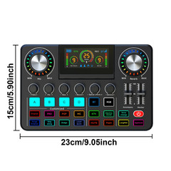 Audio Mixer, Live Sound Card with DJ Mixer Effects & Voice Changer, Sound Board