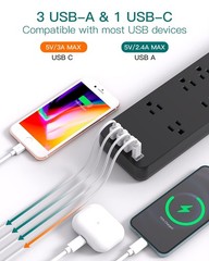 Power Strip – Addtam Surge Protector with 10 Outlets and 4 USB Ports, 6 Feet …