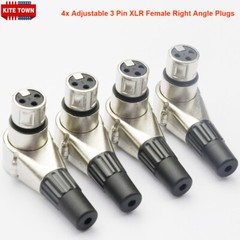 4x Adjustable 3 Pin XLR Female Right Angle Connector 7 Angle Positions