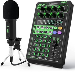 Pyle Compact Pro Live Broadcast Sound Card w/ Condenser Microphone-Wireless BT