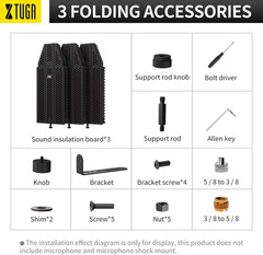 Recording Microphone Isolation Shield, High Density Absorbent Foam 5 Panels to F