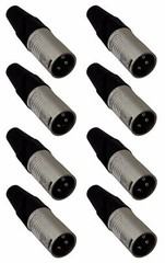 (8 PACK) REAN RC3M 3-Pin XLR Male Cable Mount LO-Z Connector – Nickel Shell