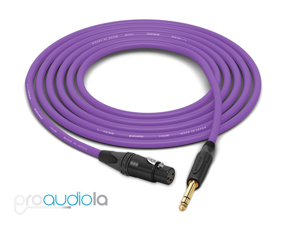Canare Quad Cable L-4E6S | Neutrik Gold XLR-F to TRS | Purple 35 Feet | 35 Ft.