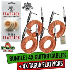 20FT Guitar Cables FAT TOAD 6 Pack Bundle & 4x BLACK MOUNTAIN Tagua Guitar Picks