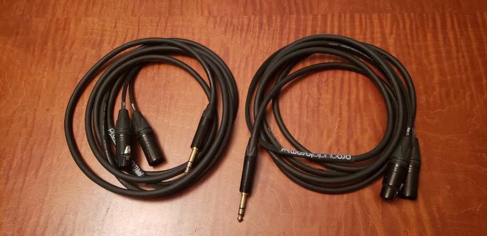 PAIR of Mogami Gold 1/4in TRS Male to XLR MALE& XLR FEMALE Insert Y Cables 10ft