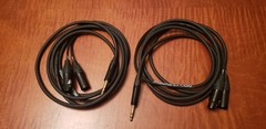 PAIR of Mogami Gold 1/4in TRS Male to XLR MALE& XLR FEMALE Insert Y Cables 10ft