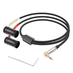 Devinal Right-Angle 1/8″ inch to Dual Rotatable XLR 3 feet, Black