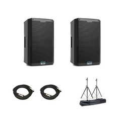 Bundle of 2x Alto Professional TS415XUS SPEAKERS + 2 XLRs + 2 Speaker Stands