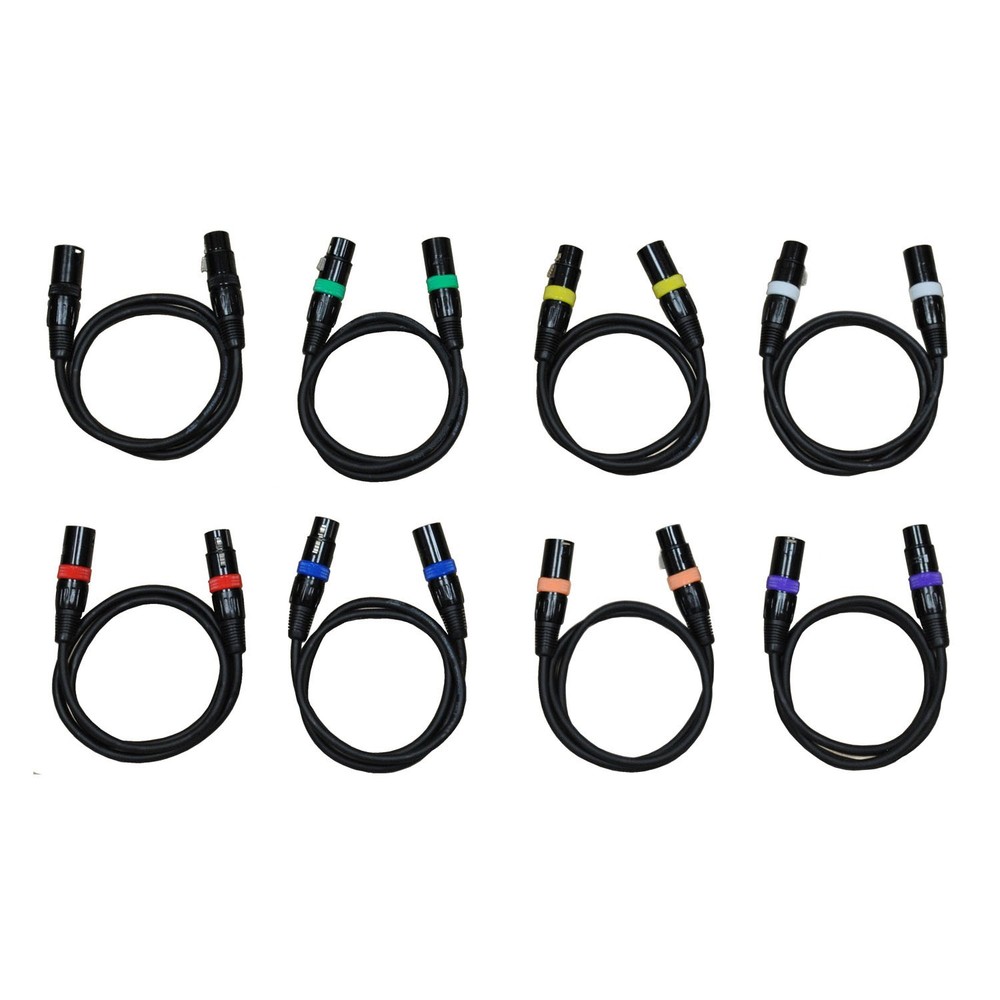 8 Pack 3ft XLR Male to Female Shield Microphone Cable E02103E8
