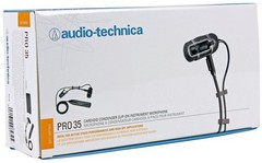 Audio Technica PRO 35 PRO35 Condenser ClipOn Instrument Microphone+2 1/4″ Cables