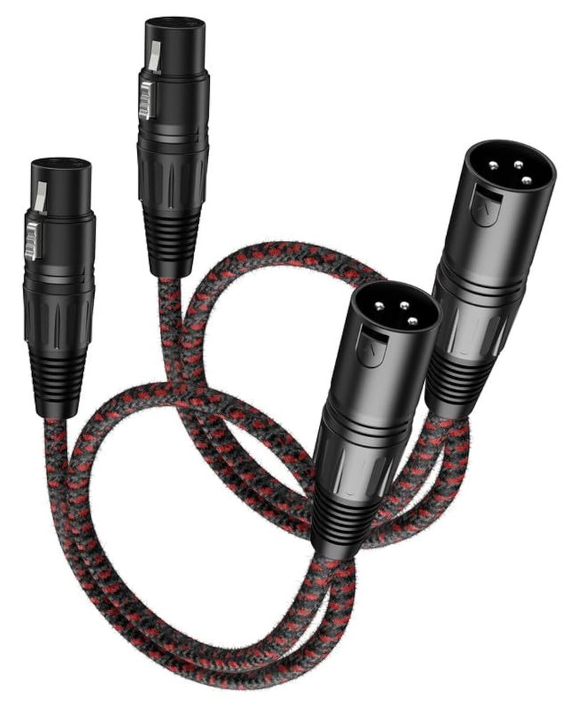 XLR Cables 2ft, 2-Pack Male to Female Microphone Patch Cords for DMX512
