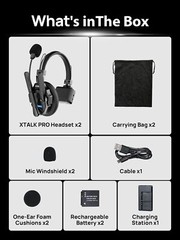 SYNCO XTALK XPRO2 Wireless Intercom Headset 2.4GHz Communication System 2 Pcs