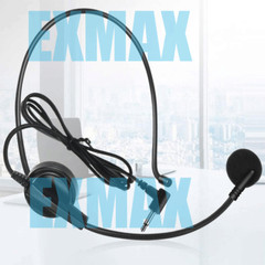 EXMAX Wired Headset Microphone XLR Connectivity 3.5mm Jack Unidirectional 3.3ft
