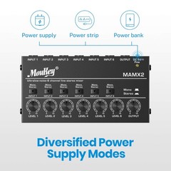Moukey Audio Mixer, DC 5V, 6 Stereo Ultra, Low Noise 6 Medium (6-channel)