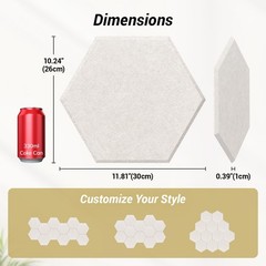 12 Pack High Density Hexagon Acoustic Panels, TONOR 12 pack, Beige