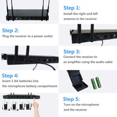 4CH UHF Lapel Headset Wireless Microphone System 4 Lavalier Bodypacks Stage Mics