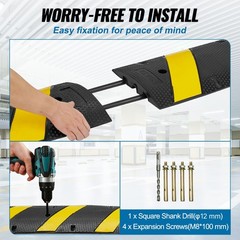 VEVOR 72“ Rubber Speed Bump 2 Channel 22000 lbs Load Heavy Duty Speed Hump