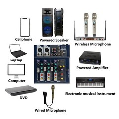 Handheld W/Headset Lavalier Lapel Microphone 4-Channel Sound Mixing USB Console