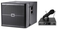 JBL VRX918SP Powered 18″ 1500w Flyable Subwoofer Sub w/DSP+Audio Technica Mic