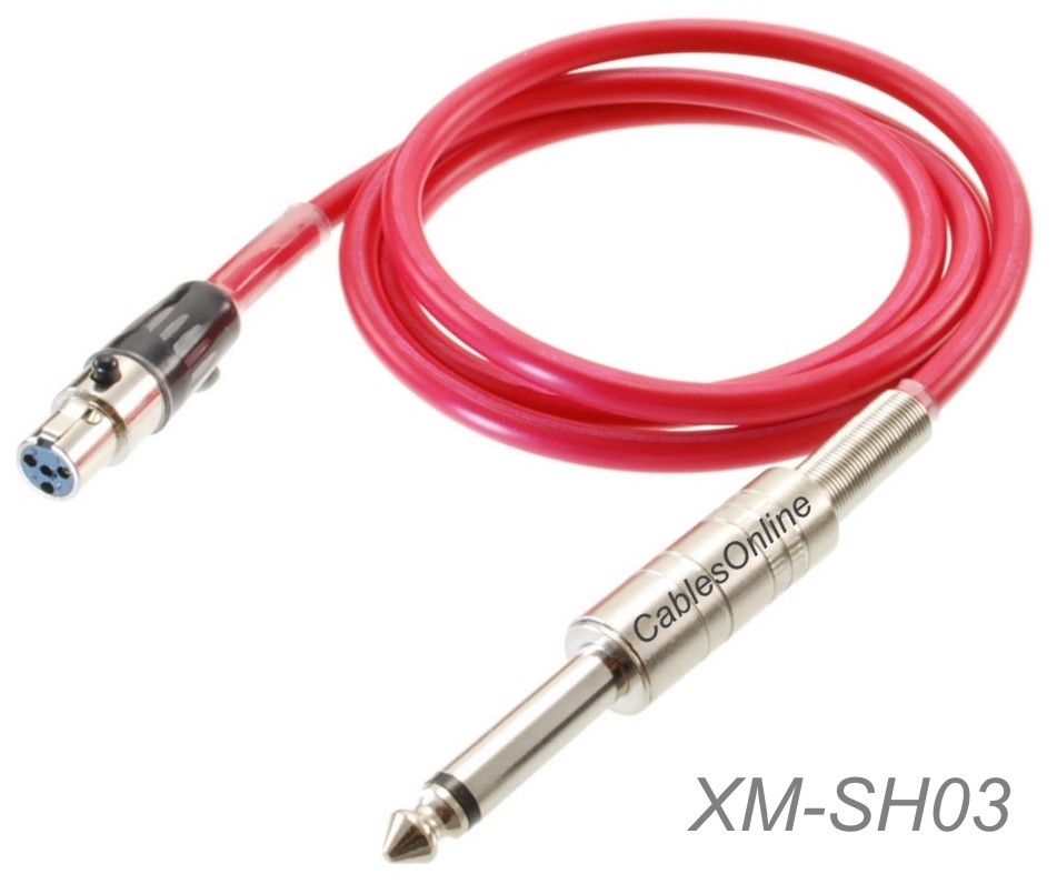 3ft Mini XLR 4-Pin TA4F Female to 1/4″ TS/M Instrument Cable for Shure Systems