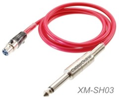 3ft Mini XLR 4-Pin TA4F Female to 1/4″ TS/M Instrument Cable for Shure Systems