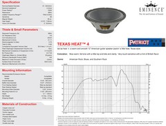 Eminence Texas Heat 12″ Guitar Speaker Patriot 4ohm 150W 99dB 2″VC Replacement