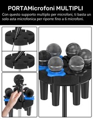 Multi Microphone Holder, Aluminum Multi Mic Holder Holds Up to 6 Mics, Wired and