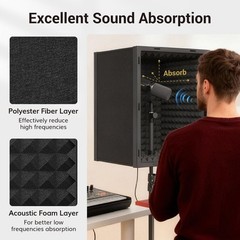 Tonor Personal Vocal Booth Microphone Isolation Shield For Studio Framed