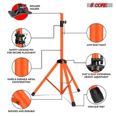 Tall Adjustable Tripod Speaker Stand – 72 Inch Studio Monitor Support