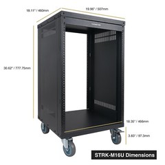 Sound Town 16U Universal Steel Rack, w/ 3″ Locking Casters (STRK-M16U)