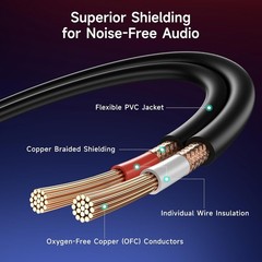 Cable Matters 3.5Mm TRS to Dual 6.35Mm TS Breakout Cable – 6Ft, 1/8 to 1/4 Stere