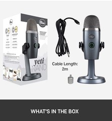 Blue Yeti Nano Shadow Grey Premium USB Microphone for Recording/Streaming