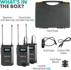 WMX-20-DUO UHF Wireless Lavalier Mic System with 2 Transmitters & 330′ Range