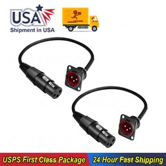 2 Pack D-Type XLR to XLR Female 3 Pin Mic Pass Thru Converter 30cm/11.8inch