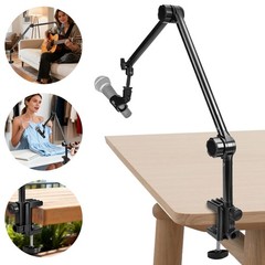 Adjustable Mic Boom Arm 37″ Scissor Extendable Arm Desk Mount 3/8″ 5/8″ Adapter