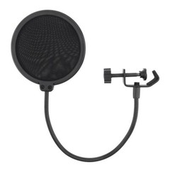 Microphone Pop Filter Dual Layered Mic Shield With Flexible 360° Gooseneck Clip