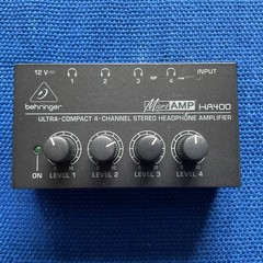 BEHRINGER MicroAMP HA400 4-channel stereo headphone amplifier. Ultra-Compact.
