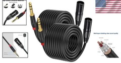 High-Quality 2-Pack 100 FT XLR to 1/4 Inch TRS Cables for Mic & Instruments