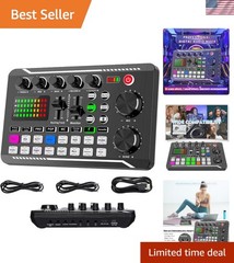 Compact Live Sound Card & DJ Mixer with Noise Reduction – Perfect for Podcasts