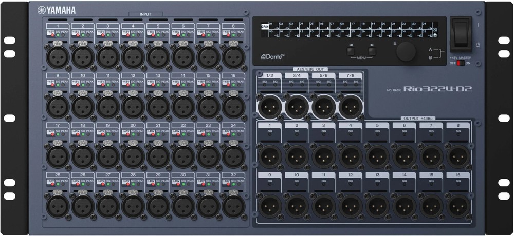 Yamaha Rio3224-D2, In / Out Rack with Built in Dante audio networking