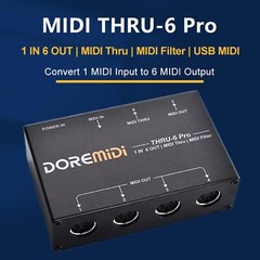 MIDI THRU-6 Pro Box USB MIDI Interface 1-In 6-Out 6 Channels MIDI Spliter