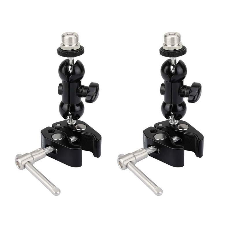 2Pcs CAMVATE Mic Stand Mount with Super Crab Clamp Base & 5/8″-27 Mini Ball Head