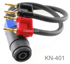 1ft Two Dual Banana Plugs to Speakon Female Type Speaker/Amplifier Jumper Cable