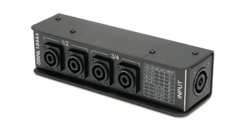 Whirlwind SBNL18444 Speakon Splitter – 1 NL8, 4 NL4, Wired as Bi-amp Pairs