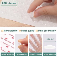 200pcs Cabinet Door Bumpers Clear Self Adhesive，0.4inch Diameter Rubber D