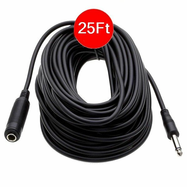 25Ft Mono 1/4″ 6.35mm Male to Female Extension Mic Guitar PA DJ Instrument Cable