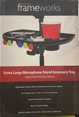 Gator – GFW-MICACCTRAY – Extra Large Mic Stand Tray with Drink Holder – Black