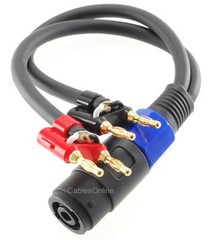 1ft Two Dual Banana Plugs to Speakon Female Type Speaker/Amplifier Jumper Cable
